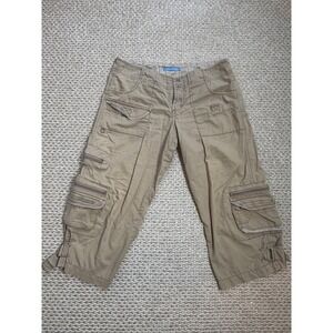 Periscope‎ Khaki Tan Cargo Capri Pants Womens Size 7 Utility Y2K Gorpcore